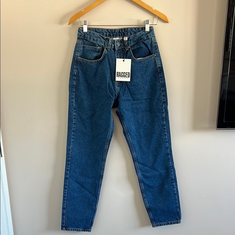 he Ragged Priest Relaxed Fit High Rise Blue Jeans Medium Wash